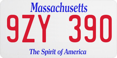 MA license plate 9ZY390