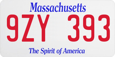 MA license plate 9ZY393