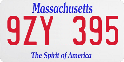 MA license plate 9ZY395