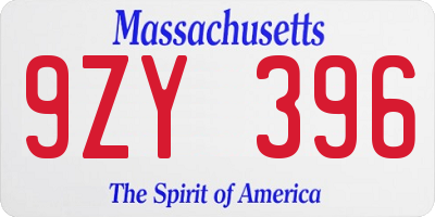 MA license plate 9ZY396