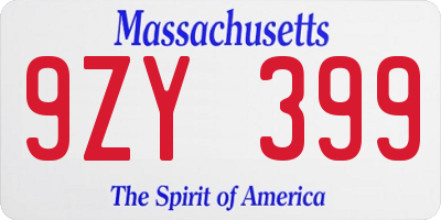 MA license plate 9ZY399