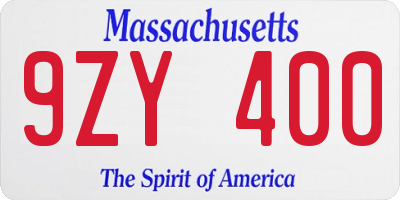 MA license plate 9ZY400
