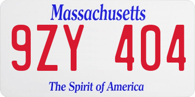 MA license plate 9ZY404