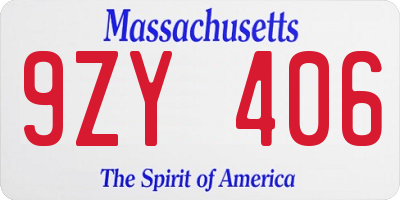 MA license plate 9ZY406