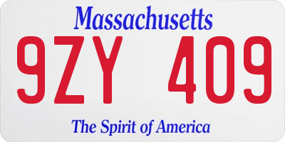 MA license plate 9ZY409