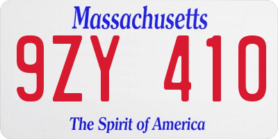 MA license plate 9ZY410