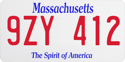 MA license plate 9ZY412