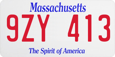 MA license plate 9ZY413
