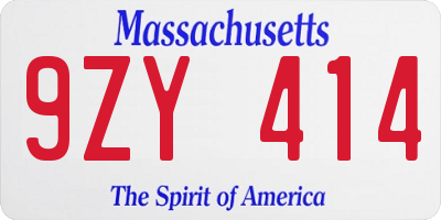 MA license plate 9ZY414