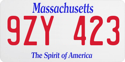 MA license plate 9ZY423