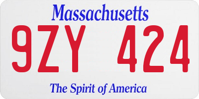 MA license plate 9ZY424