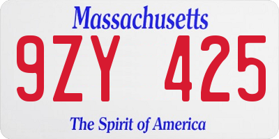 MA license plate 9ZY425