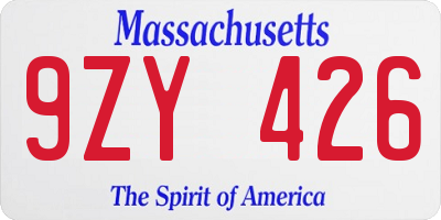 MA license plate 9ZY426