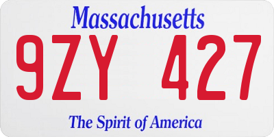 MA license plate 9ZY427