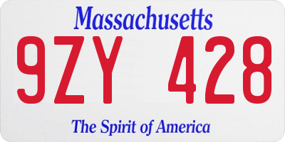 MA license plate 9ZY428