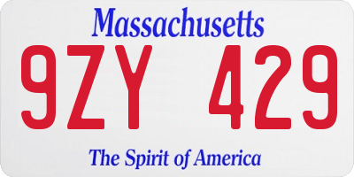 MA license plate 9ZY429