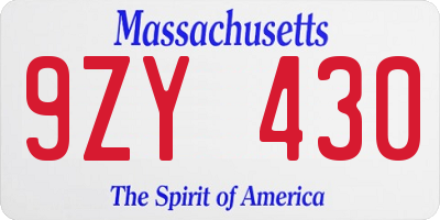 MA license plate 9ZY430