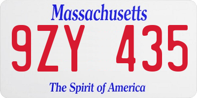 MA license plate 9ZY435
