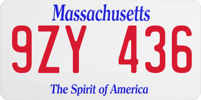 MA license plate 9ZY436