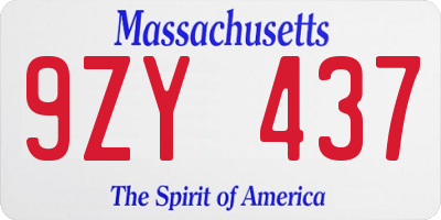 MA license plate 9ZY437