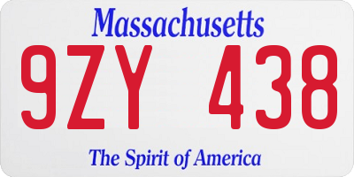 MA license plate 9ZY438