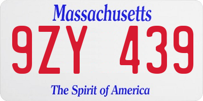 MA license plate 9ZY439