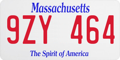 MA license plate 9ZY464