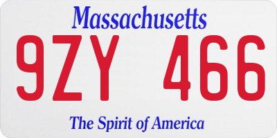 MA license plate 9ZY466