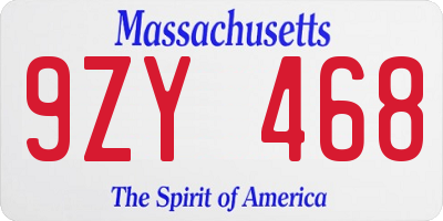 MA license plate 9ZY468