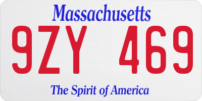 MA license plate 9ZY469