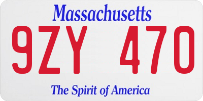 MA license plate 9ZY470