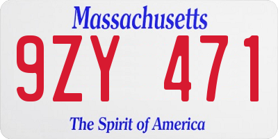 MA license plate 9ZY471