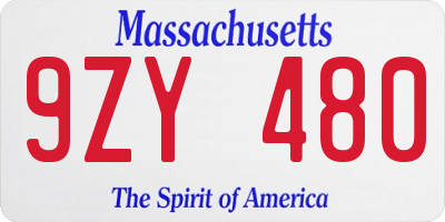 MA license plate 9ZY480