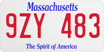 MA license plate 9ZY483