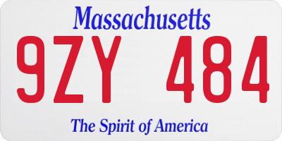 MA license plate 9ZY484