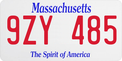 MA license plate 9ZY485