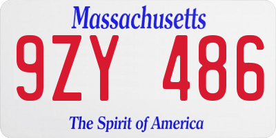 MA license plate 9ZY486