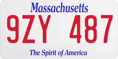 MA license plate 9ZY487