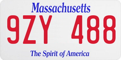 MA license plate 9ZY488