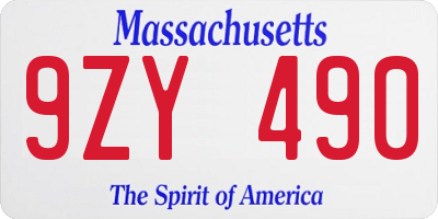 MA license plate 9ZY490