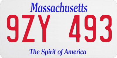 MA license plate 9ZY493