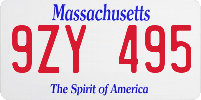 MA license plate 9ZY495