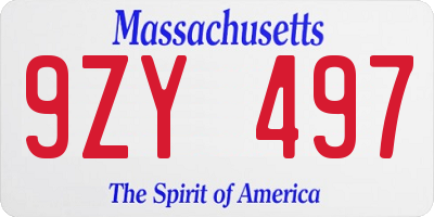 MA license plate 9ZY497