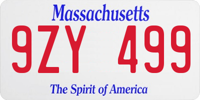 MA license plate 9ZY499