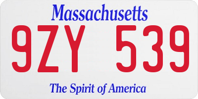 MA license plate 9ZY539