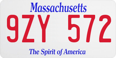 MA license plate 9ZY572