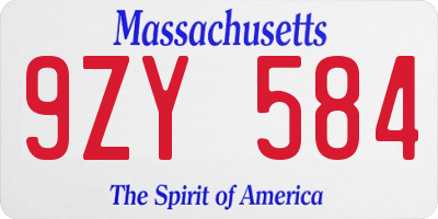 MA license plate 9ZY584