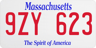 MA license plate 9ZY623