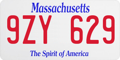 MA license plate 9ZY629
