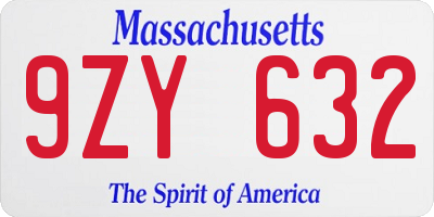MA license plate 9ZY632
